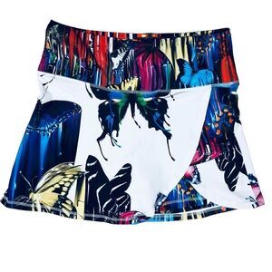 SJC Couture UPF 50+ Florida Designer Butterfly Graphics Pull On Skirt Skort Sz M